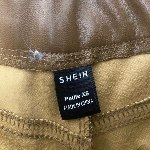 Shein Faux Leather Wide-Leg Pants – Caramel Brown (XS Petite) - Picture 4 of 5